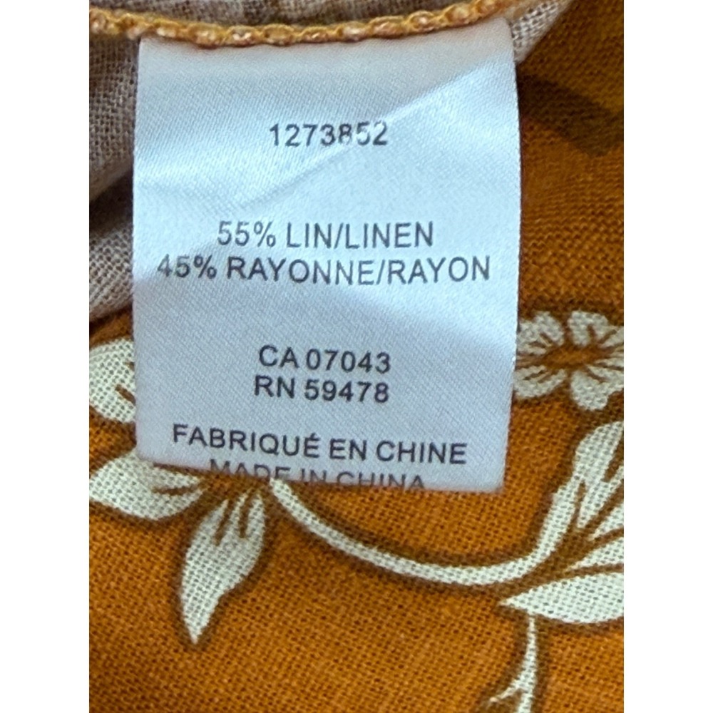 Rachel Zoe | Mustard Orange Floral Medallion Linen Blend Maxi Skirt | Small - Picture 7 of 16